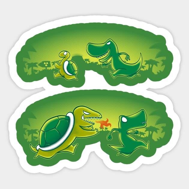 Turtle vs T-Rex Sticker by MdM